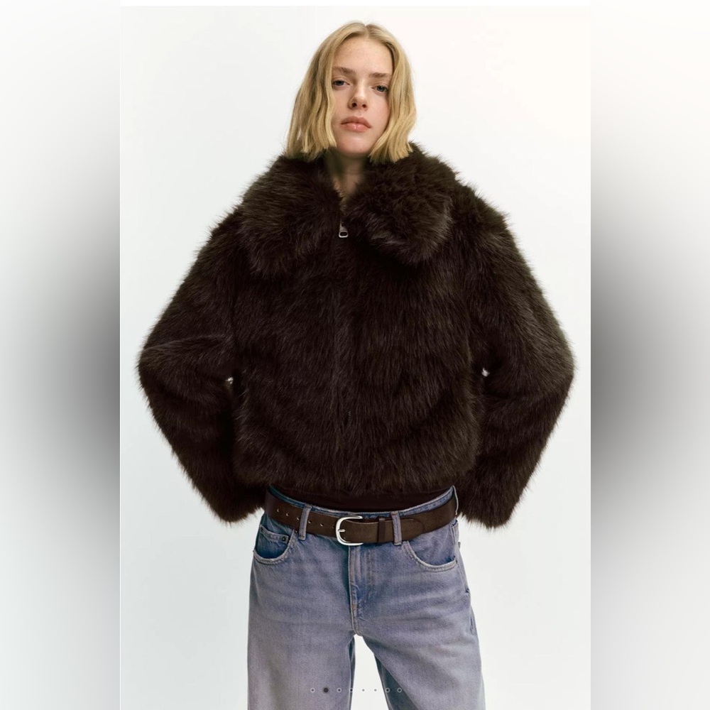 Pull&Bear Dark Brown Teddy Jacket